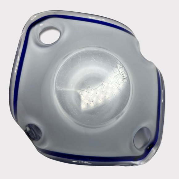 Glass Blue Modernist Bowl Conquille by Paul Kedelv Signed MCM Mid Century - Picture 4 of 10